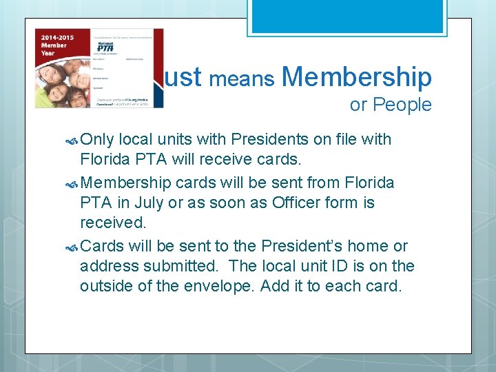 August means Membership or People Only local units with Presidents on file with Florida