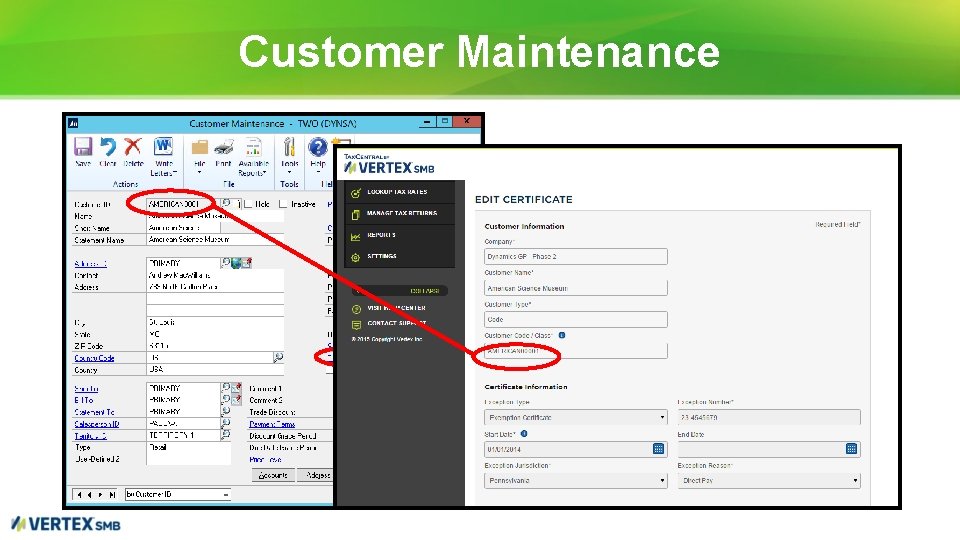 Customer Maintenance 