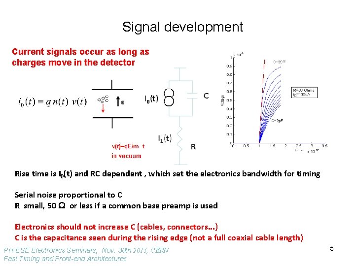 Signal development Current signals occur as long as charges move in the detector Rise