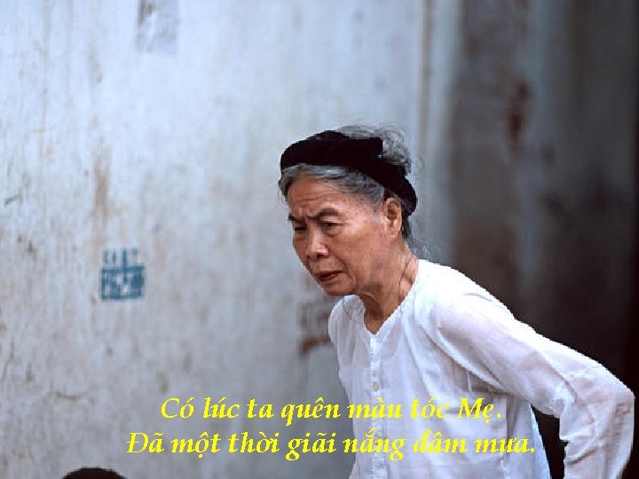 Có lúc ta quên màu tóc Mẹ. Đã một thời giãi nắng dầm mưa.