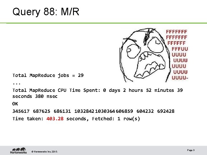 Query 88: M/R Total Map. Reduce jobs = 29. . . Total Map. Reduce