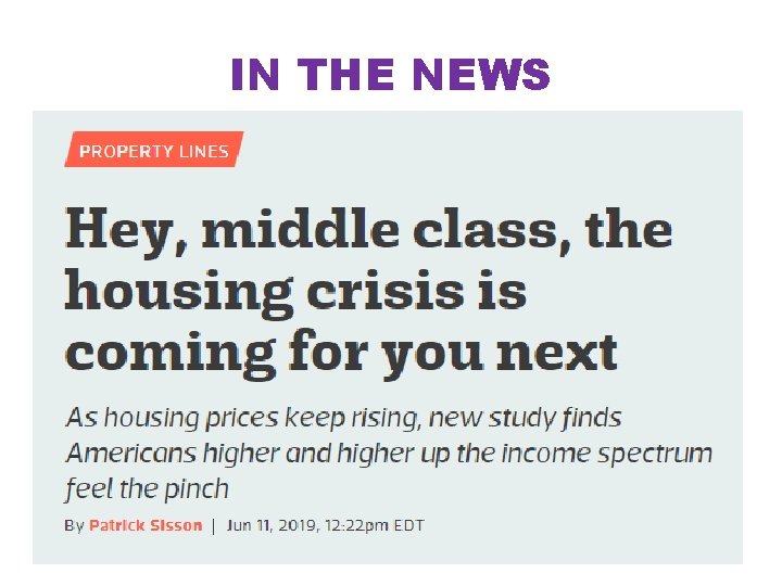 IN THE NEWS IN THE NEWS