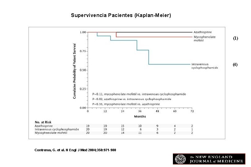 Supervivencia Pacientes (Kaplan-Meier) (1) (4) Contreras, G. et al. N Engl J Med 2004;