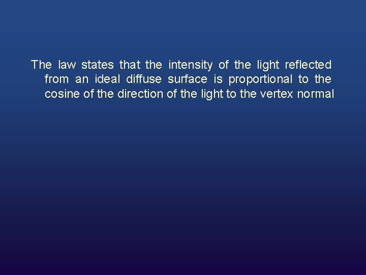 The law states that the intensity of the light reflected from an ideal diffuse