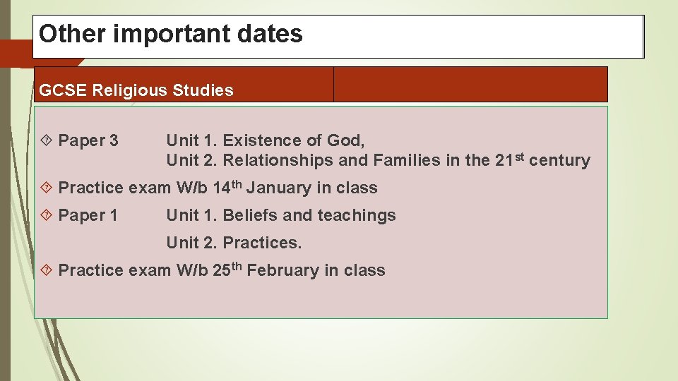 Other Papersimportant and dates GCSE Religious English Literature Studies Paper 3 Unit 1. Existence