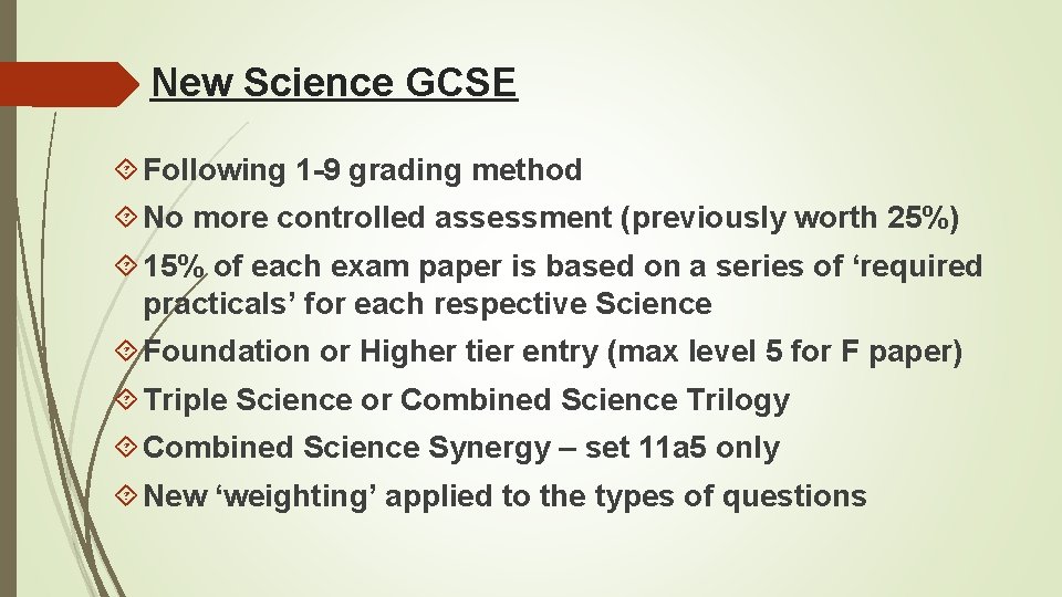 New Science GCSE Following 1 -9 grading method No more controlled assessment (previously worth