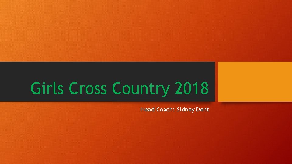 Girls Cross Country 2018 Head Coach: Sidney Dent 