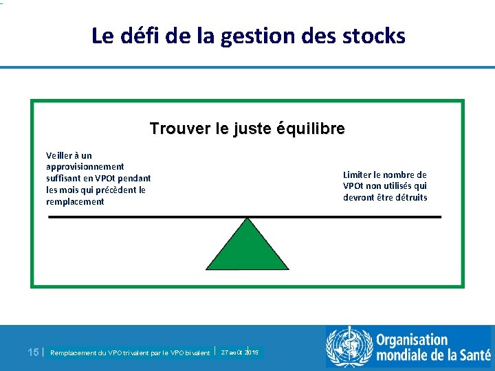 Le défi de la gestion des stocks Trouver le juste équilibre Veiller à un