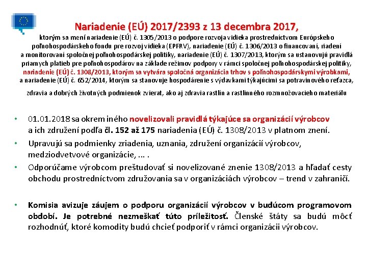 Nariadenie (EÚ) 2017/2393 z 13 decembra 2017, ktorým sa mení nariadenie (EÚ) č. 1305/2013