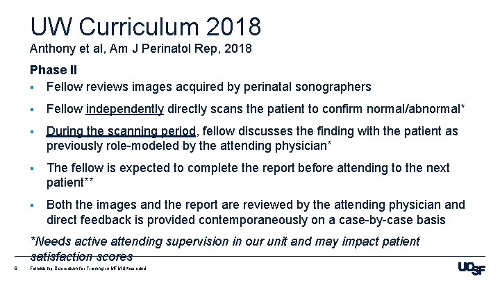 UW Curriculum 2018 Anthony et al, Am J Perinatol Rep, 2018 Phase II §