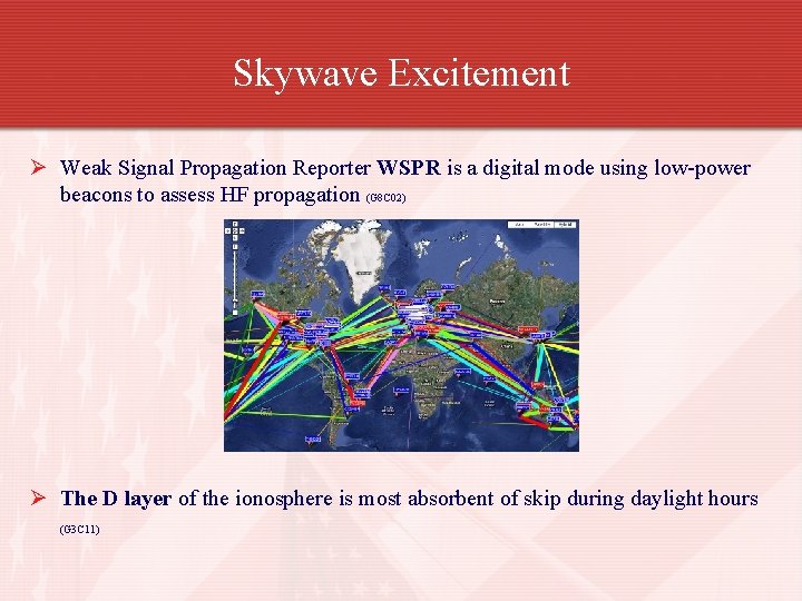 Skywave Excitement Ø Weak Signal Propagation Reporter WSPR is a digital mode using low-power