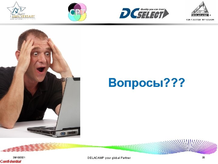 Вопросы? ? ? 28/10/2021 Confidential DELACAMP your global Partner 20 