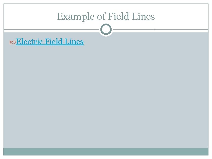 Example of Field Lines Electric Field Lines 