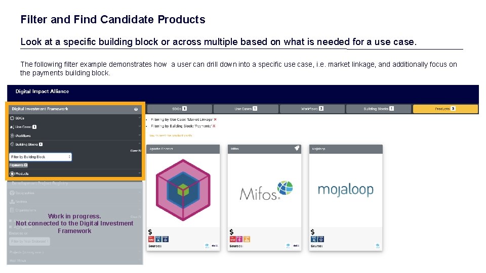 Filter and Find Candidate Products Look at a specific building block or across multiple Filter and Find Candidate Products Look at a specific building block or across multiple