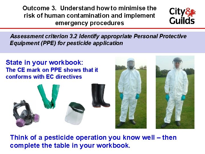 Outcome 3. Understand how to minimise the risk of human contamination and implement emergency