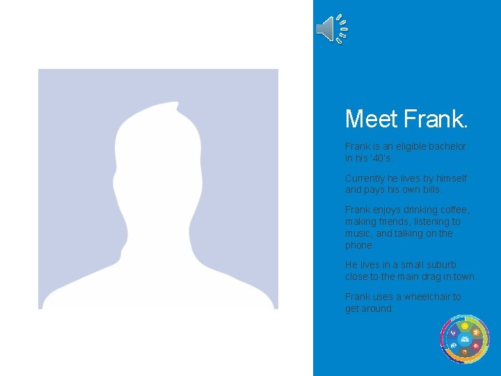 Meet Frank is an eligible bachelor in his ‘ 40’s. Currently he lives by