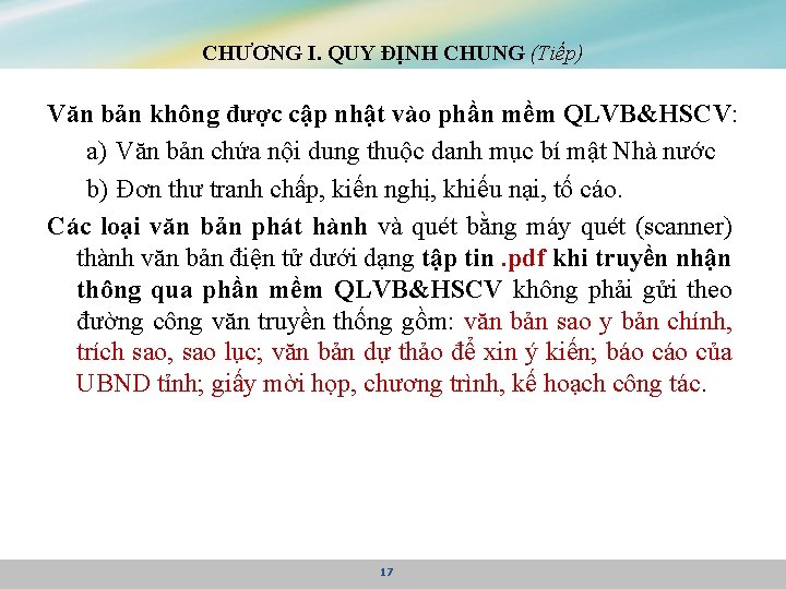 CHƯƠNG I. QUY ĐỊNH CHUNG (Tiếp) Văn bản không được cập nhật vào phần