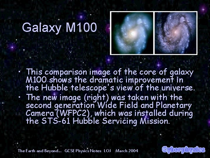 Galaxy M 100 • This comparison image of the core of galaxy M 100