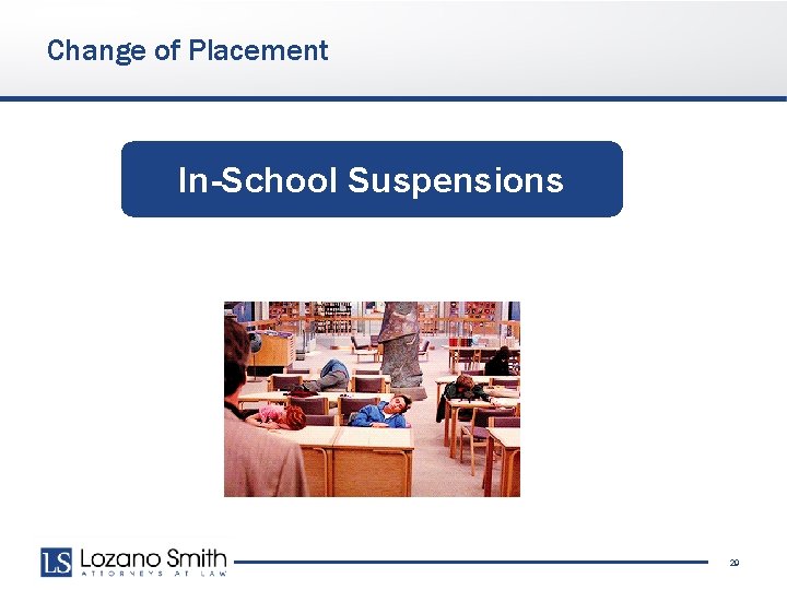 Change of Placement In-School Suspensions 29 
