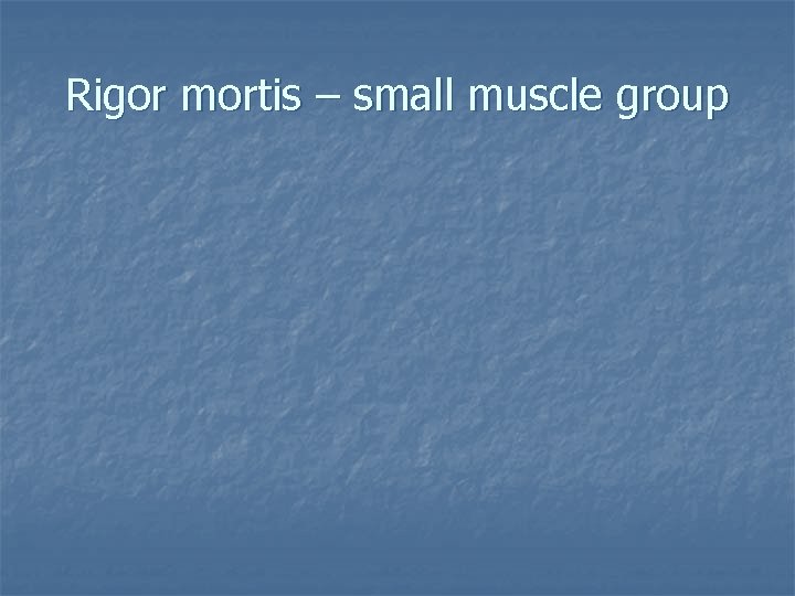 Rigor mortis – small muscle group 