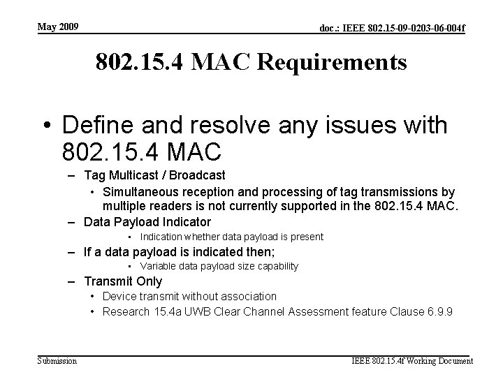 May 2009 doc. : IEEE 802. 15 -09 -0203 -06 -004 f 802. 15.