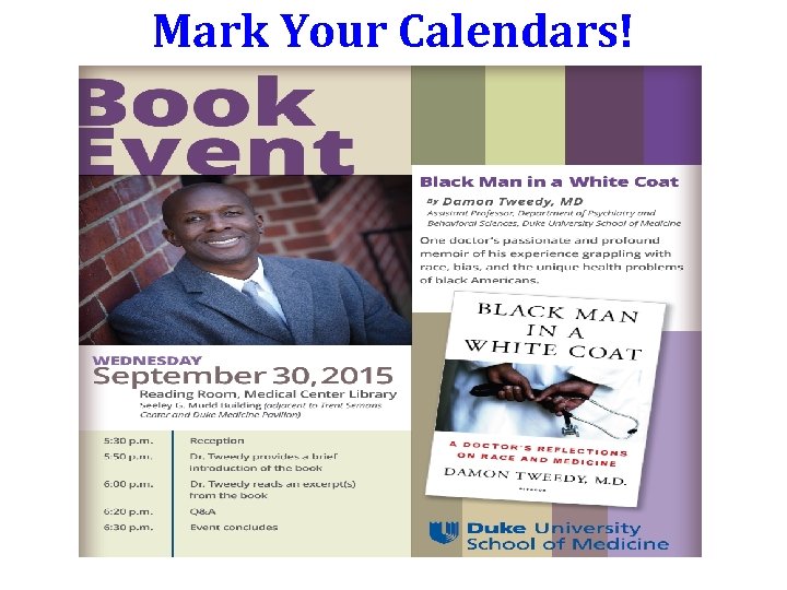 Mark Your Calendars! 