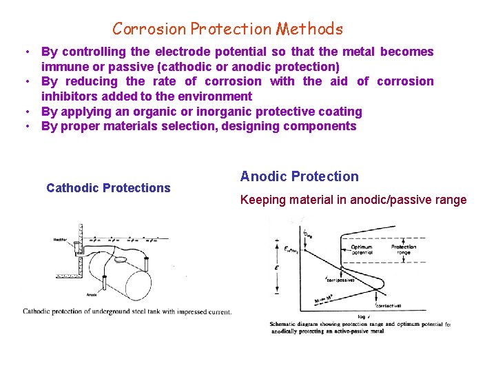 Corrosion Protection Methods • By controlling the electrode potential so that the metal becomes