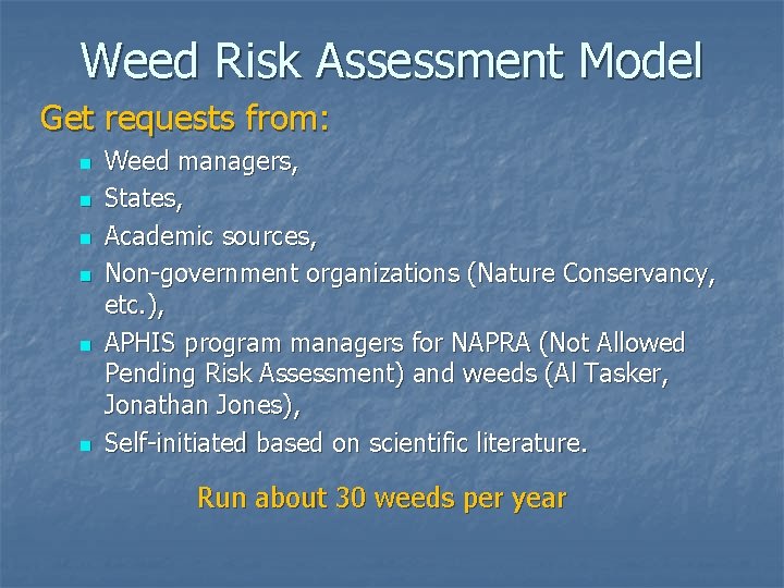 Weeds WeedsParasitic Plants vs CAPS Should we be