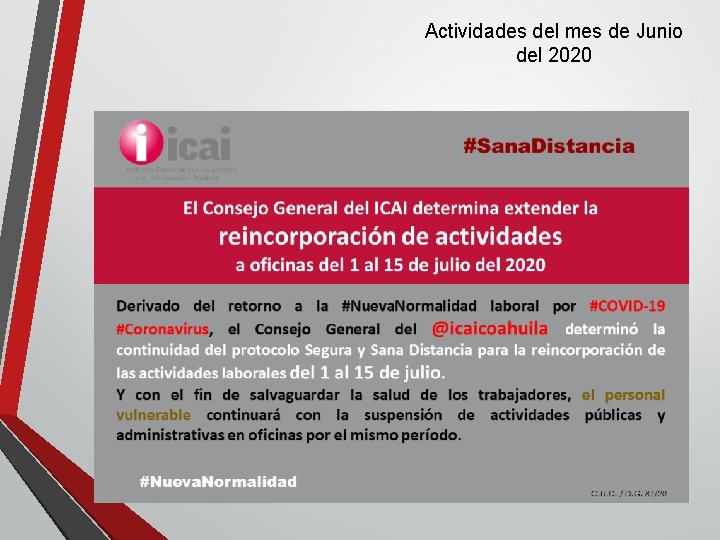 Actividades del mes de Junio del 2020 