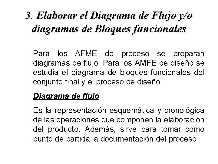 3. Elaborar el Diagrama de Flujo y/o diagramas de Bloques funcionales Para los AFME