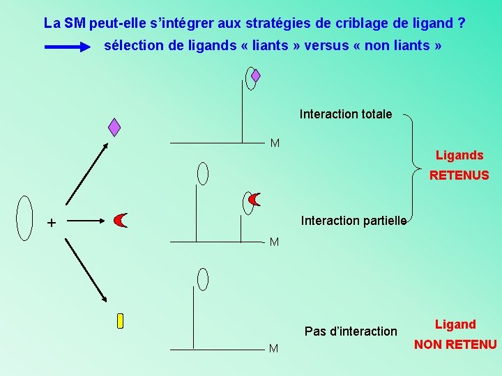 La SM peut-elle s’intégrer aux stratégies de criblage de ligand ? sélection de ligands