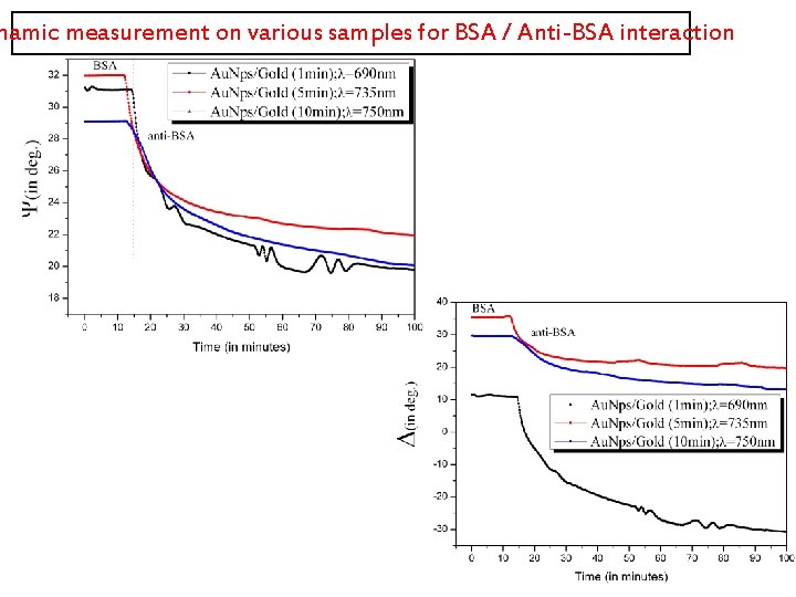 namic measurement on various samples for BSA / Anti-BSA interaction 