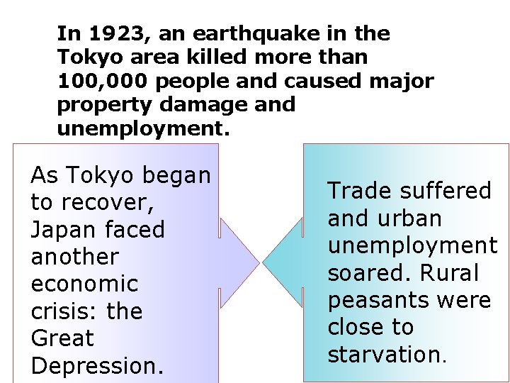 In 1923, an earthquake in the Tokyo area killed more than 100, 000 people