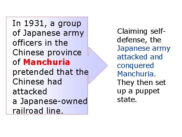 In 1931, a group of Japanese army officers in the Chinese province of Manchuria