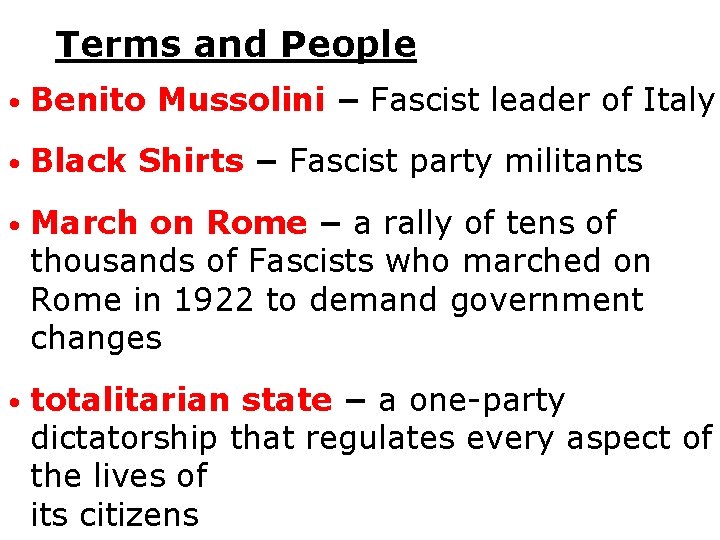 Terms and People • Benito • Black Mussolini – Fascist leader of Italy Shirts