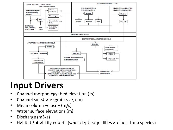 Input Drivers • • • Channel morphology; bed elevation (m) Channel substrate (grain size,