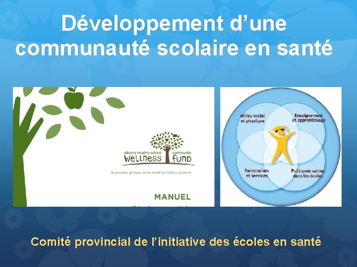 Développement d’une communauté scolaire en santé Comité provincial de l’initiative des écoles en santé