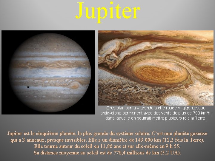 Jupiter Gros plan sur la « grande tache rouge » , gigantesque anticyclone permanent