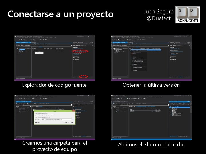 Conectarse a un proyecto User Name Juan Segura @Duefectu Explorador de código fuente Obtener
