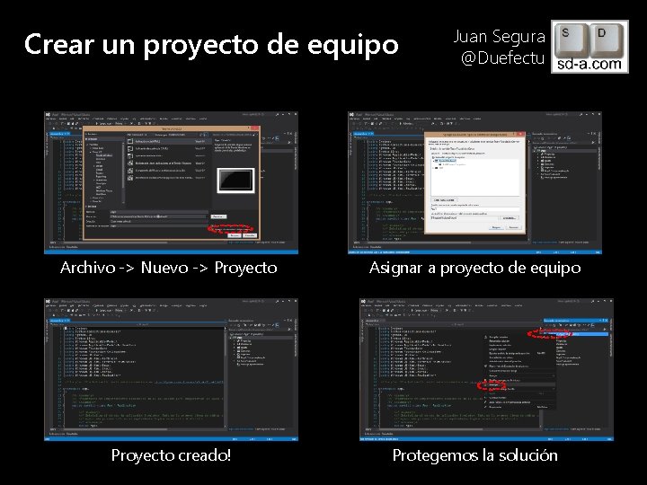 Crear un proyecto de equipo User Name Juan Segura @Duefectu Archivo -> Nuevo ->