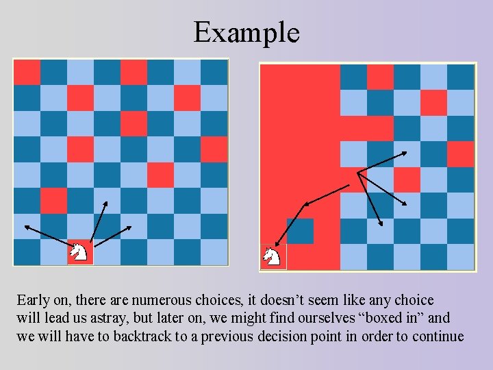 Example Early on, there are numerous choices, it doesn’t seem like any choice will