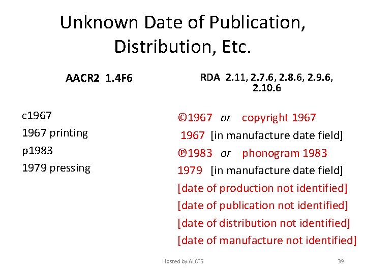 Unknown Date of Publication, Distribution, Etc. AACR 2 1. 4 F 6 c 1967