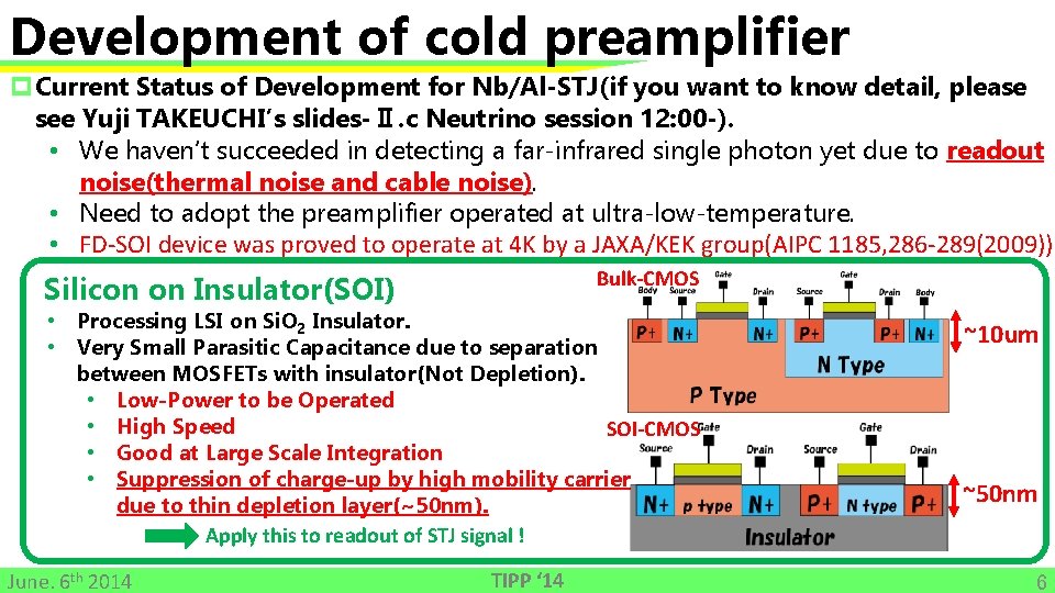 Development of cold preamplifier p. Current Status of Development for Nb/Al-STJ(if you want to