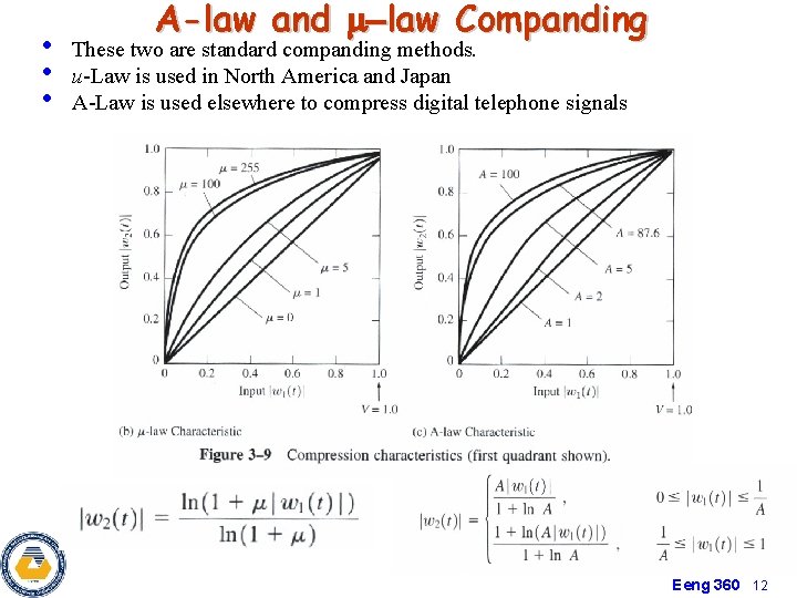  • • • A-law and -law Companding These two are standard companding methods.