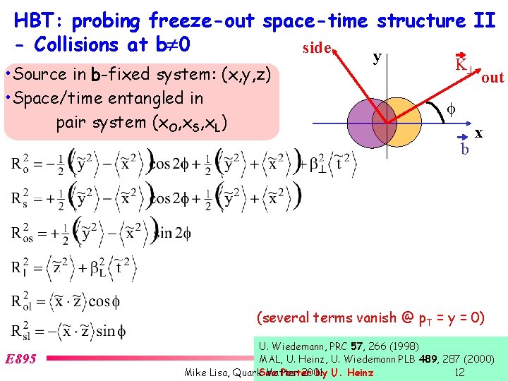 HBT: probing freeze-out space-time structure II - Collisions at b 0 side • Source