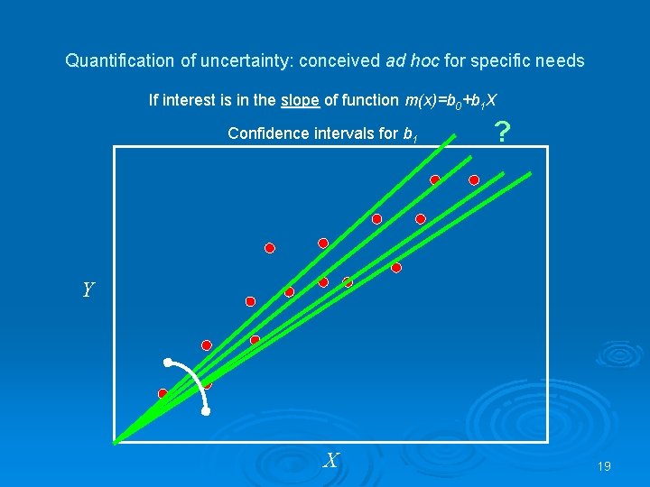 Quantification of uncertainty: conceived ad hoc for specific needs If interest is in the