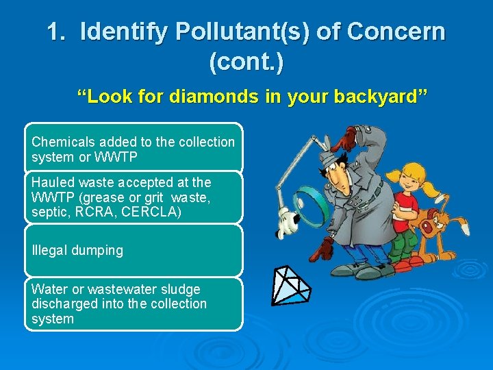 1. Identify Pollutant(s) of Concern (cont. ) “Look for diamonds in your backyard” Chemicals