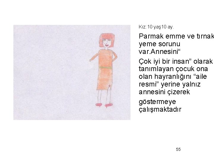 Kız: 10 yaş 10 ay. Parmak emme ve tırnak yeme sorunu var. Annesini“ Çok