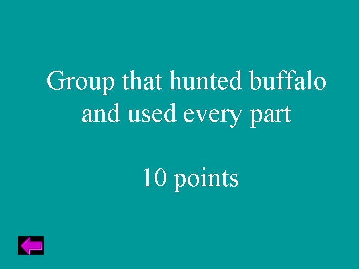 Group that hunted buffalo and used every part 10 points 
