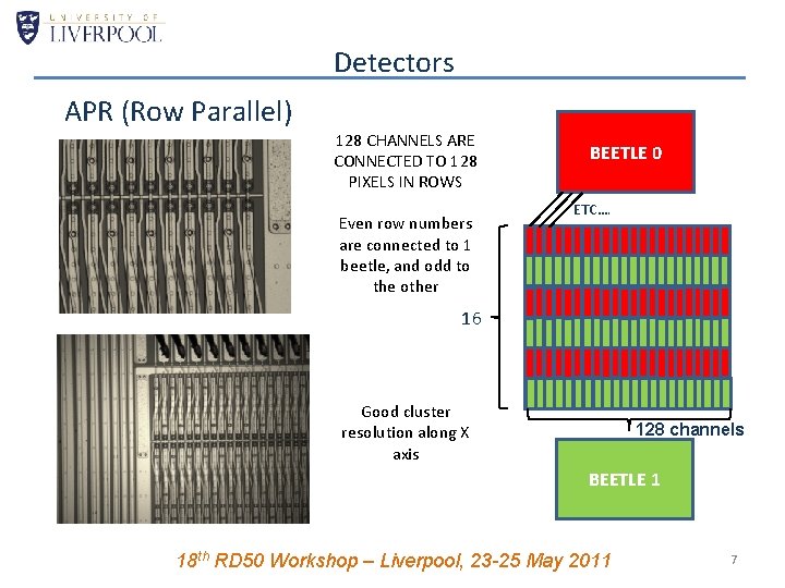 Detectors APR (Row Parallel) 128 CHANNELS ARE CONNECTED TO 128 PIXELS IN ROWS Even